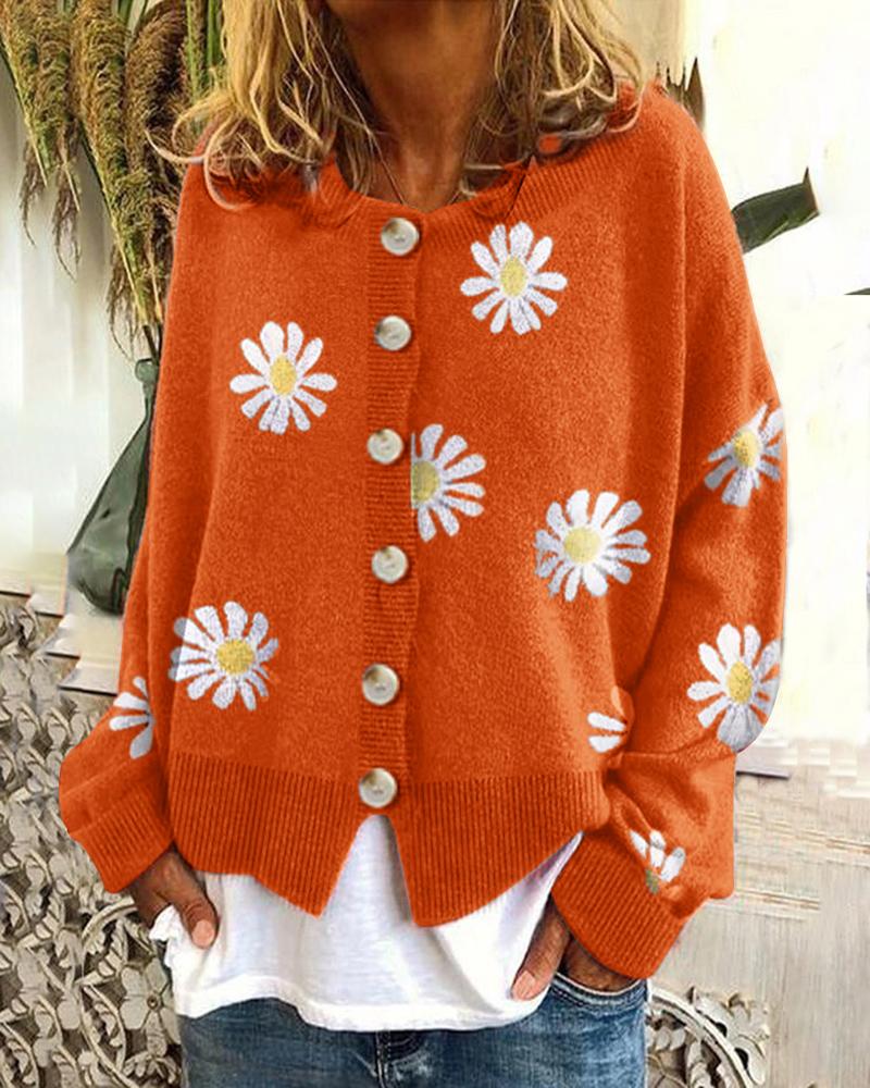 Drune | Blumengemusterte Strickjacke Weich und Leicht Lässige Eleganz