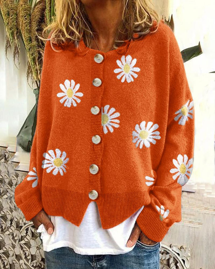 Drune | Blumengemusterte Strickjacke Weich und Leicht Lässige Eleganz