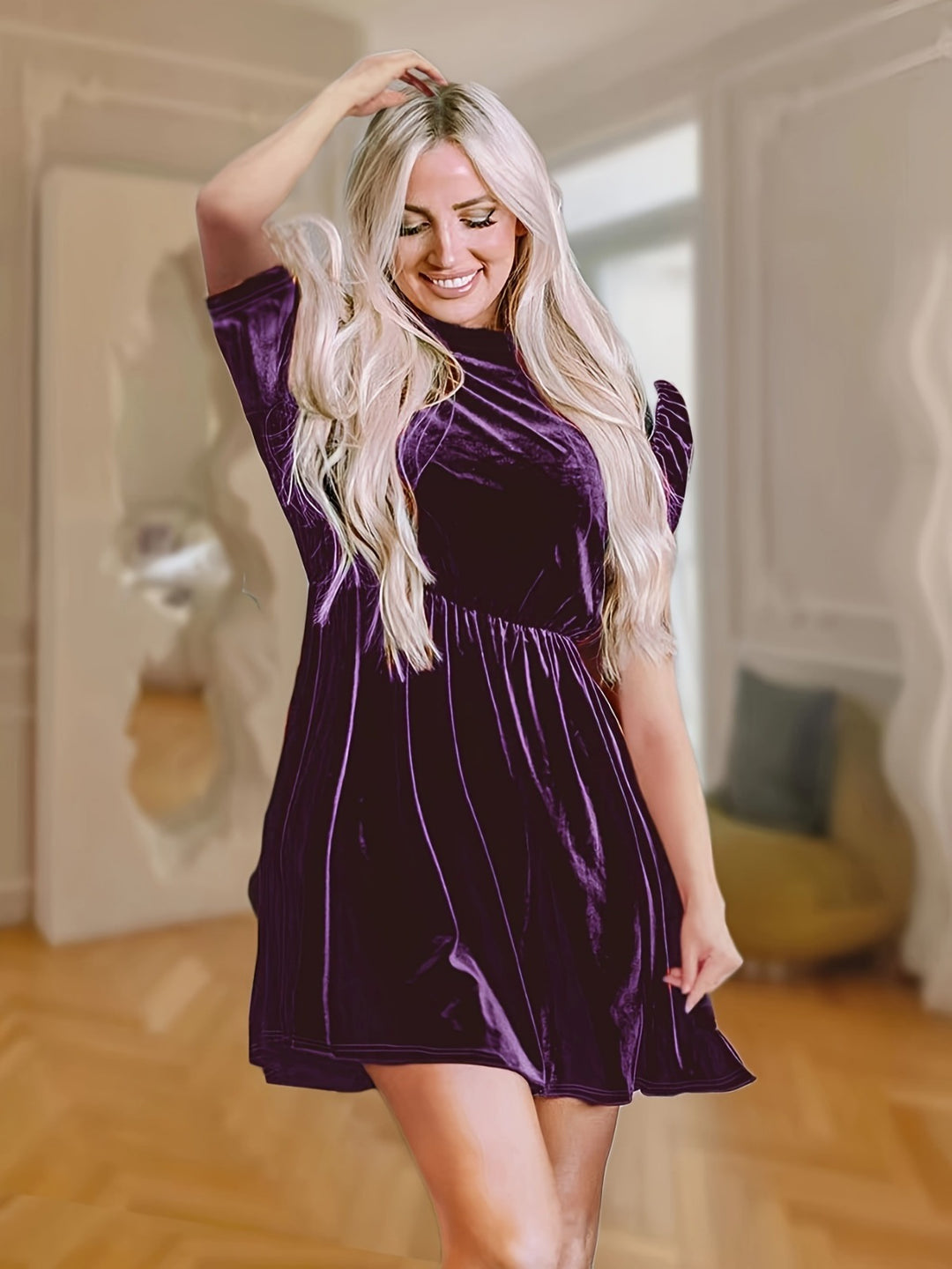 Drune | Einfarbiges Samtkleid