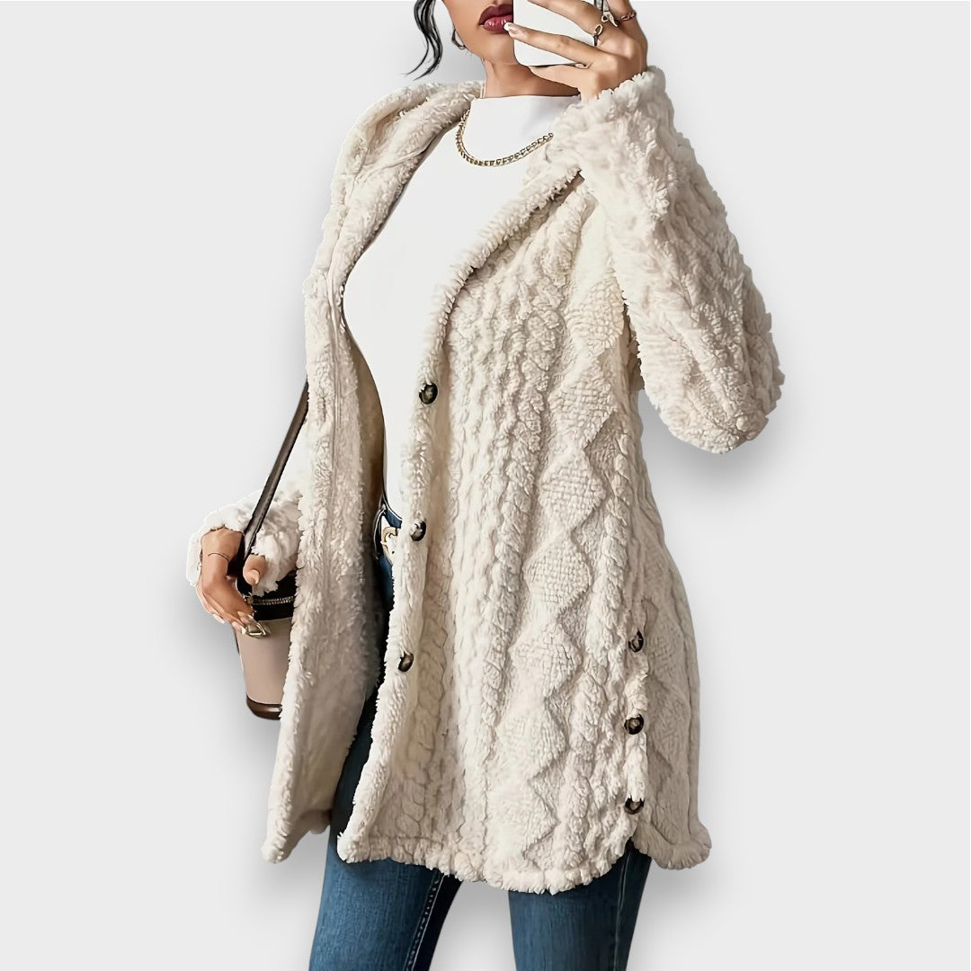 Drune | Cozy plush hooded cardigan sweater