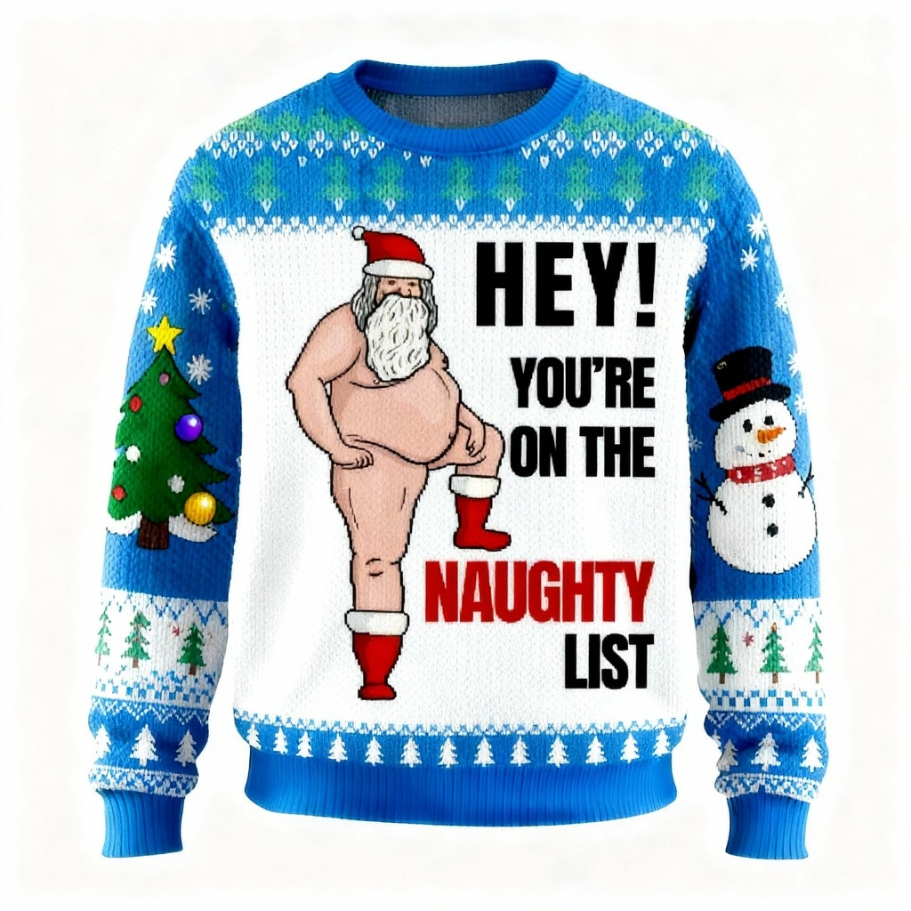 Drune | Festlicher Santa Print Holiday Pullover - Ultimativer hässlicher Weihnachtsfeier-Look