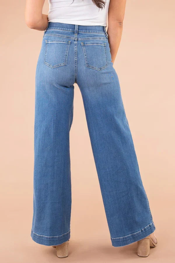 Drune |  Jeans - Klassiker - Blau Denim, Vielseitigs Design - Alltagstauglich für Damen