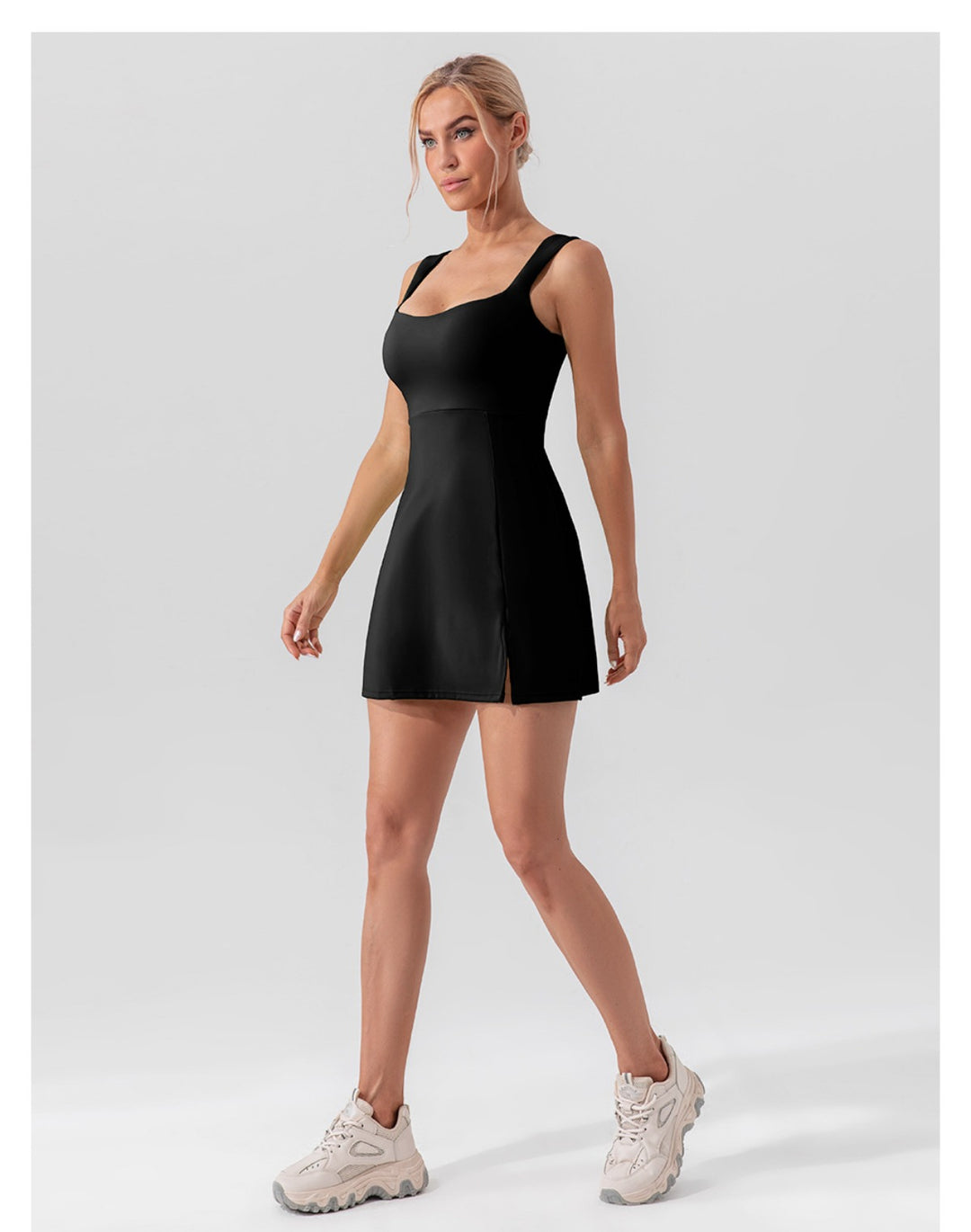 Drune | Hosenträger einfarbig Yoga Tennisrock leichtes Sportkleid