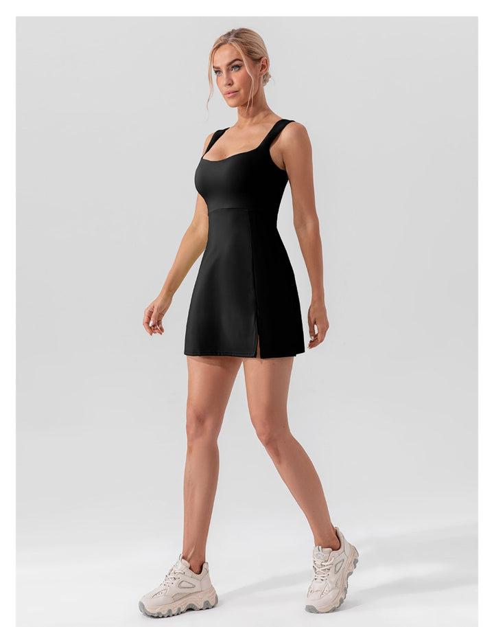 Drune | Hosenträger einfarbig Yoga Tennisrock leichtes Sportkleid