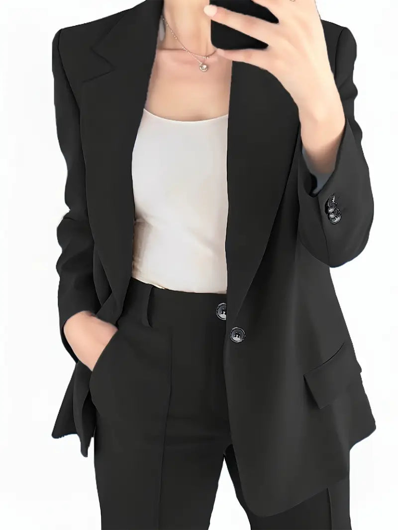 Drune | Blazer mit Revers und Erweiterte Hosen Set mit Knopfverschluss