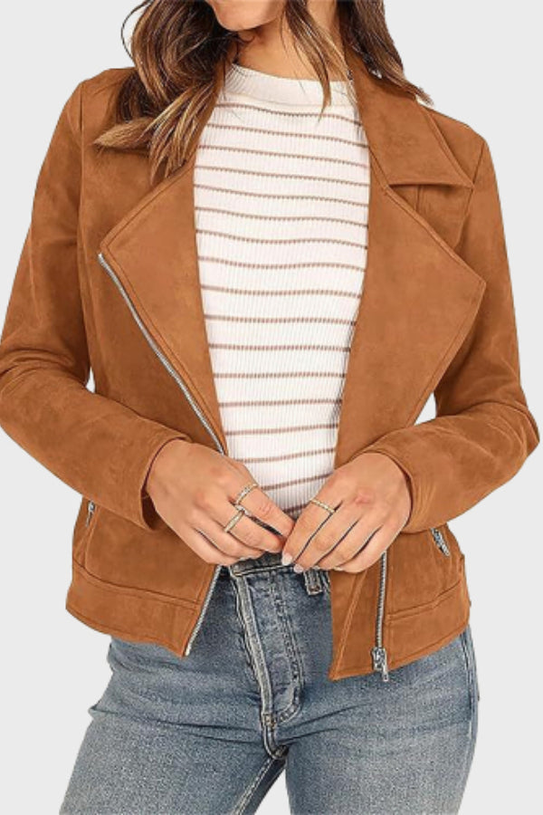 Drune | Wildleder Cropped Bikerjacke