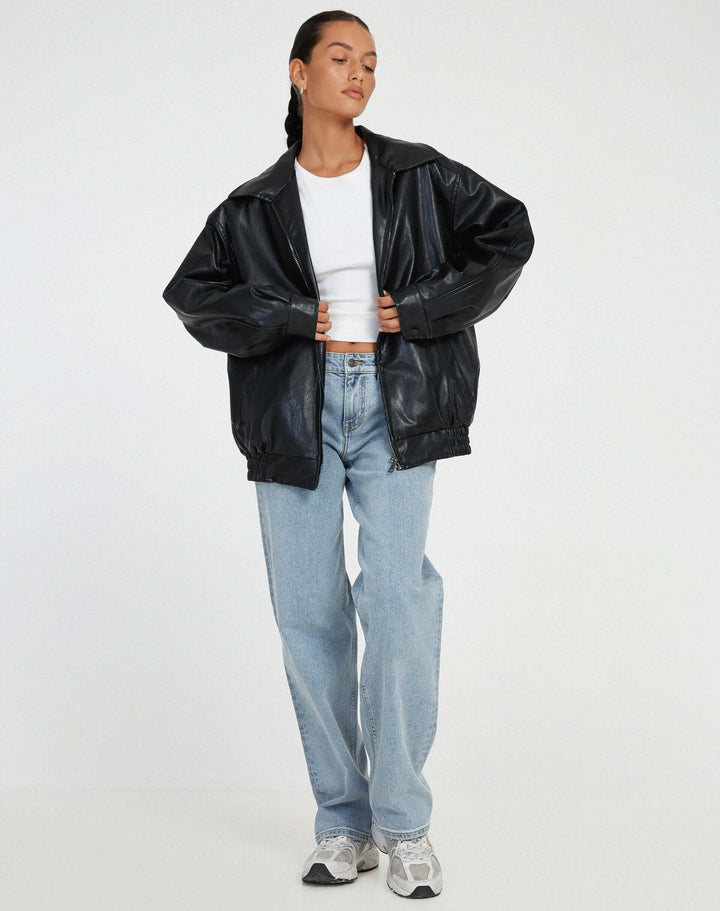 Drune | Übergroße Damen Kunstlederjacke