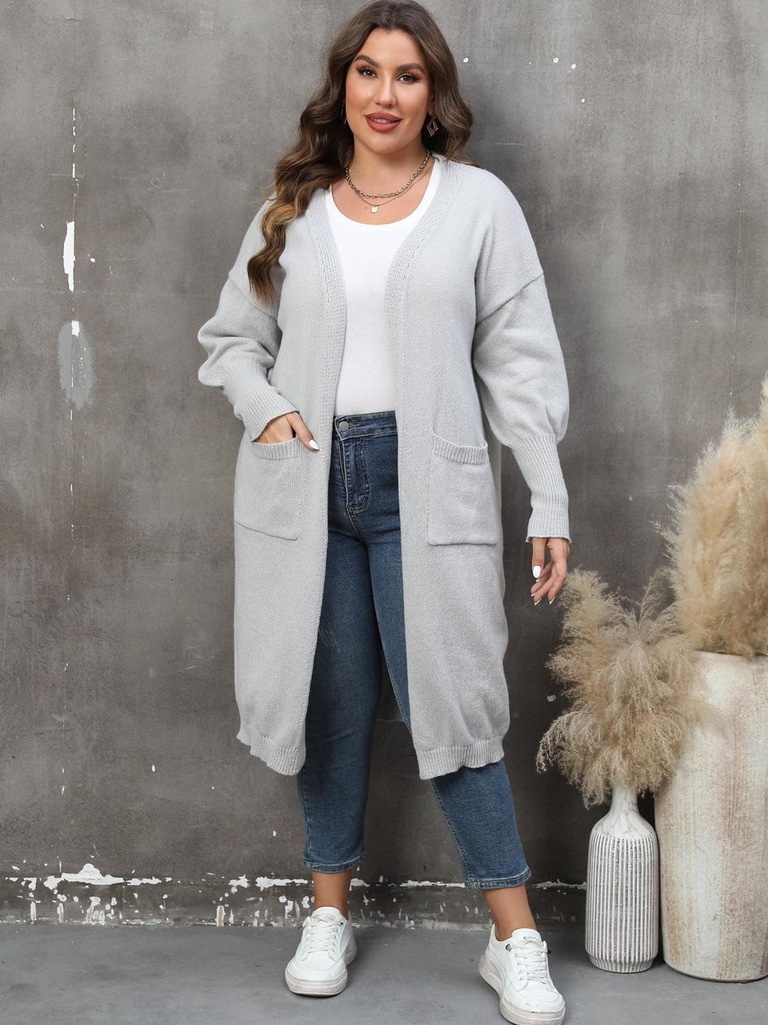 Drune | Plus Size Langarm Taschen Cardigan