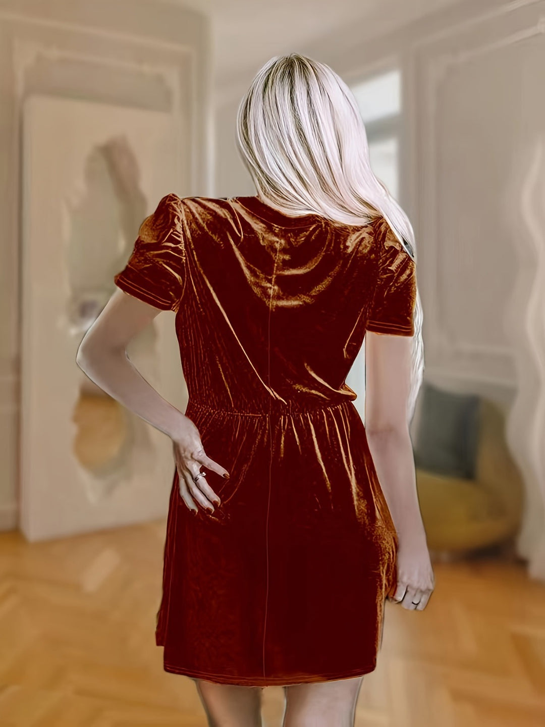 Drune | Einfarbiges Samtkleid