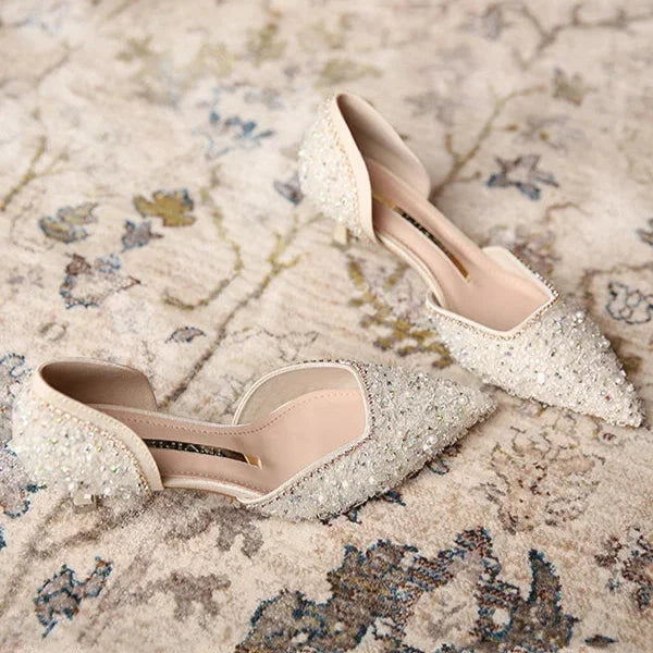 Drune | Stilvolle Schuhe mit Spitzer Zehe und Mittlerem Absatz mit Glitzeroberfläche
