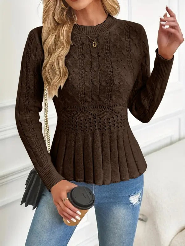 Drune | Gemütlicher schicker Grobstrickpullover mit Rundhalsausschnitt