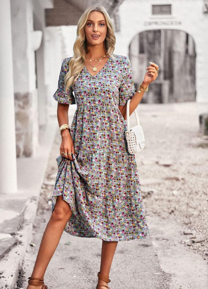 Drune | Elegantes V-Ausschnitt Kleid Für Damen