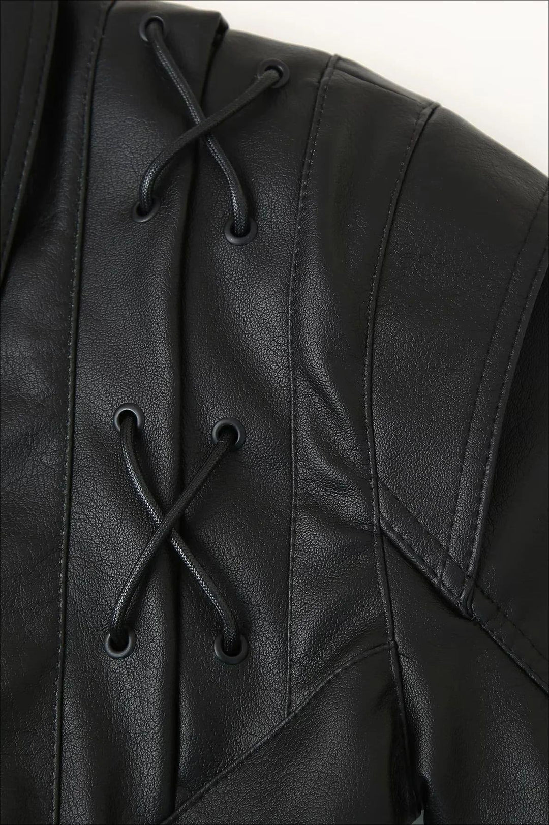 Drune | Gürtelted PU-Lederjacke