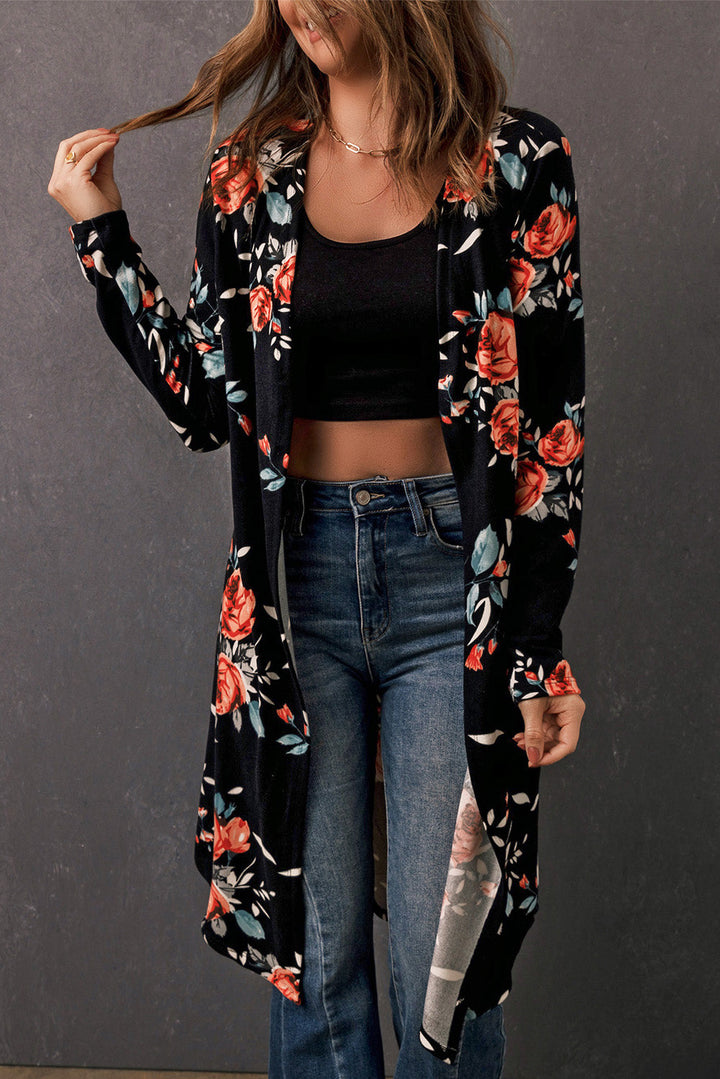 Drune | Bedruckter Offene Front Langarm Cardigan
