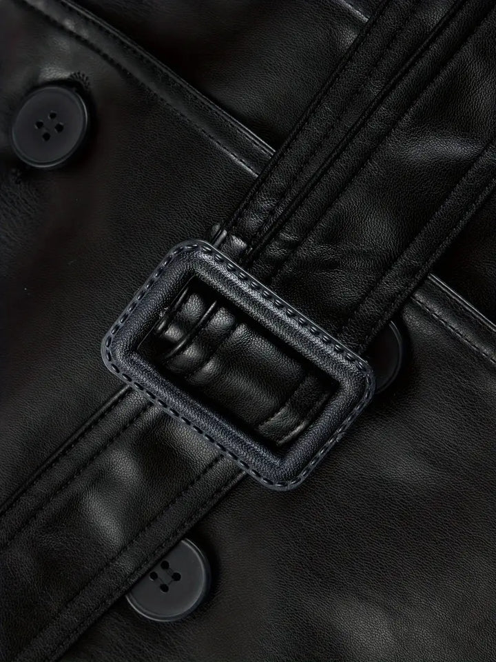 Drune | Trenchcoat - stilvolle lange schwarze Damenjacke