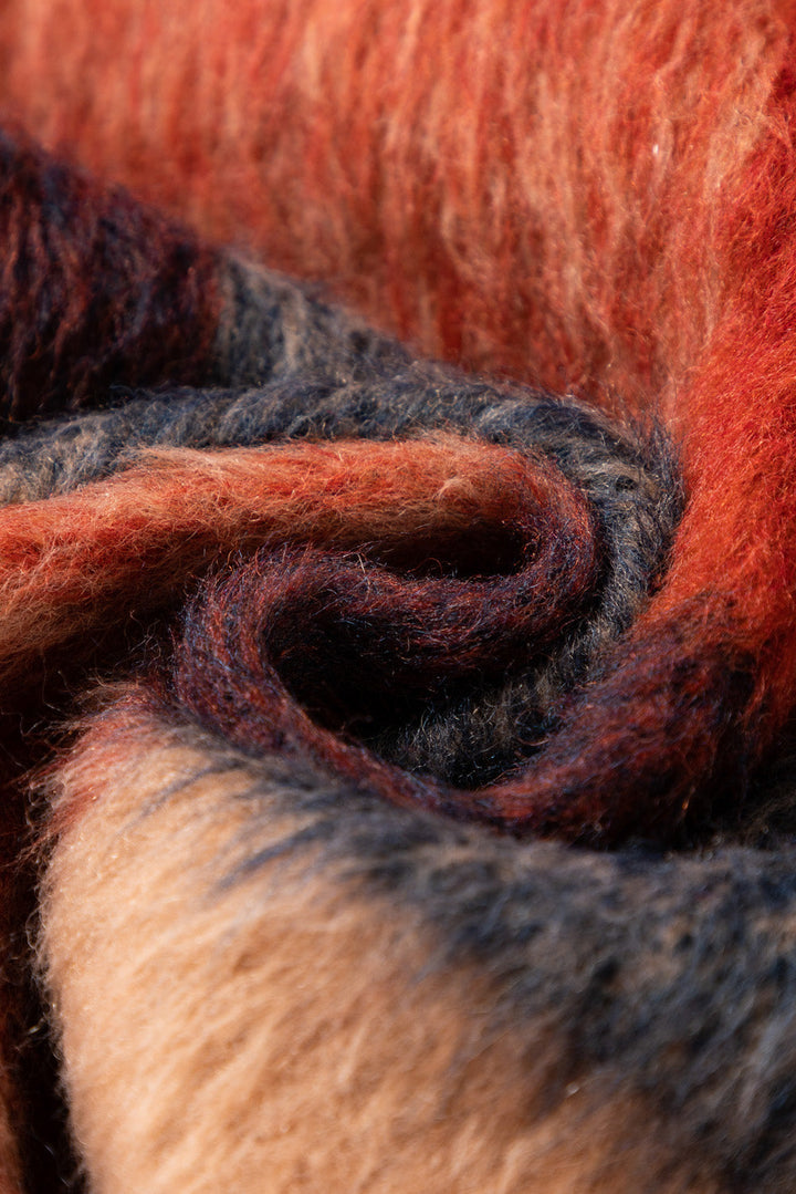 Drune | Große orange karierte Freizeitjacke mit Klappentaschen und Knöpfen