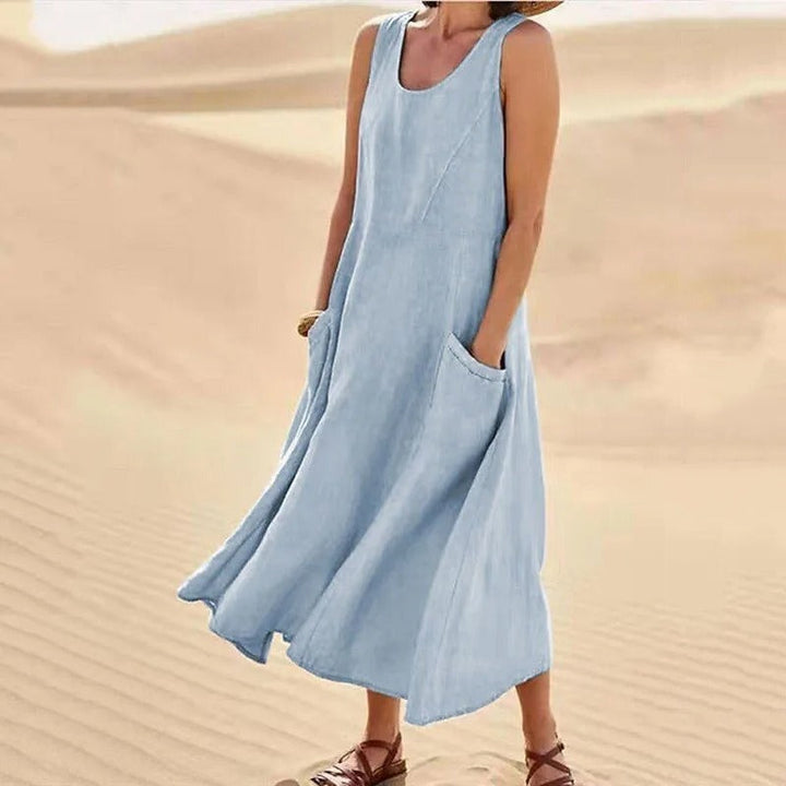 Drune | Ärmelloses Leinenkleid Mit Taschen Für Damen