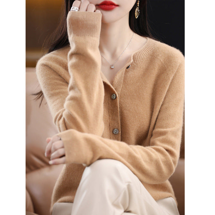 Drune | Lockerer Damen Cashmere Strickjacke Mit Rundhalsausschnitt Aus Hochwertiger Veganer Wolle
