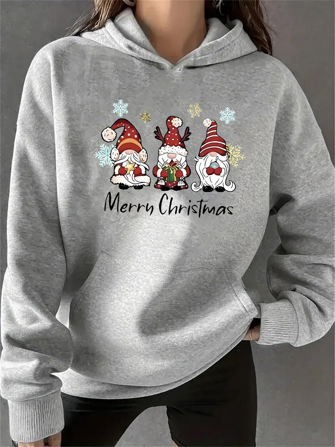 Drune | Kapuzenpullover mit Weihnachtsdruck Baumwolle Weihnachtsmann Design