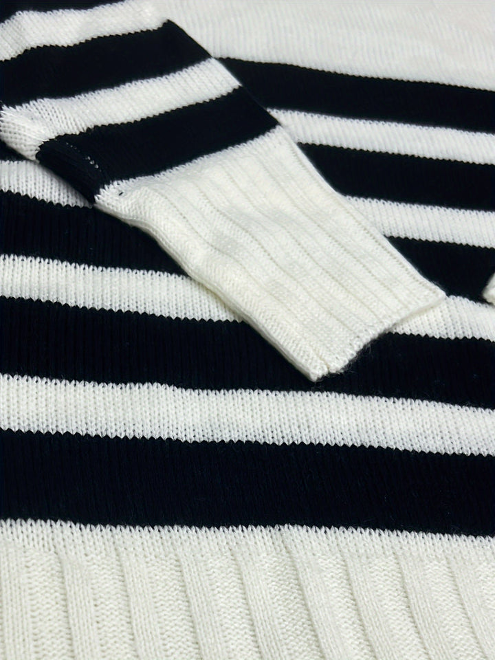 Drune | Schulterfreier Baumwollpullover mit Streifen und lockerer Passform Pullover Damen - Perfekt für legere Tage