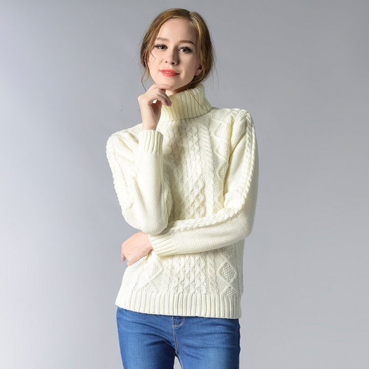 Drune | Damen Rollkragenpullover mit langen Ärmeln und Kabelstrick