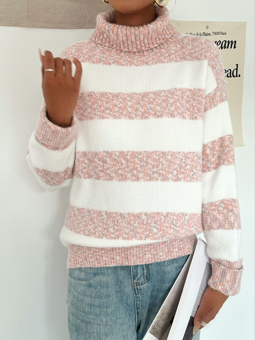 Drune | Strickpullover mit Rollkragen Acrylmischung Gestreiftes Muster
