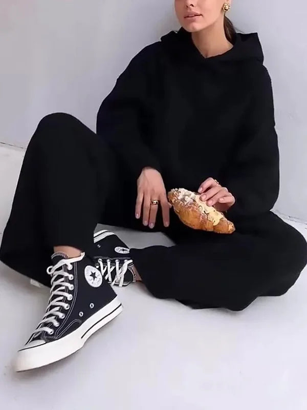 Drune | Luxus Frau Hoodie Gestreiftes Set