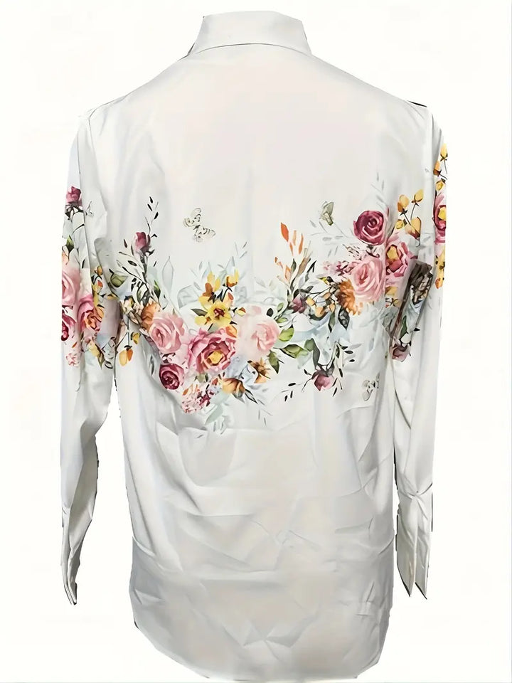 Drune | Bluse für Frauen mit Blumenmuster, Lässige Hemdbluse mit Langen Ärmeln