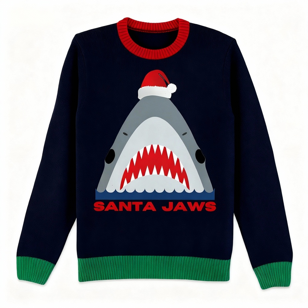 Drune | Festlich & Furchtlos: Hai-Muster Weihnachten Pullover