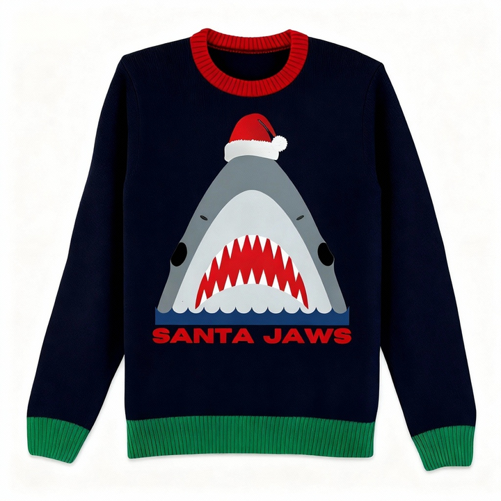 Drune | Festlich & Furchtlos: Hai-Muster Weihnachten Pullover