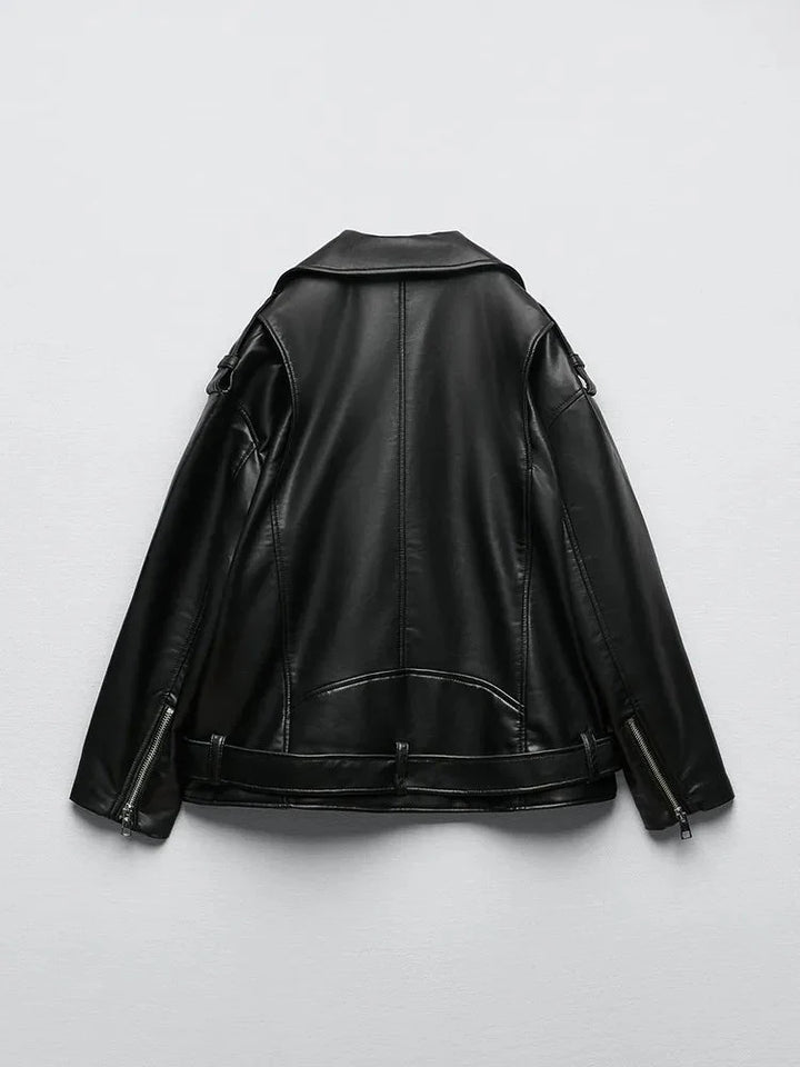 Drune | Pu Lederjacke Mit Gürtel Und Reißverschluss