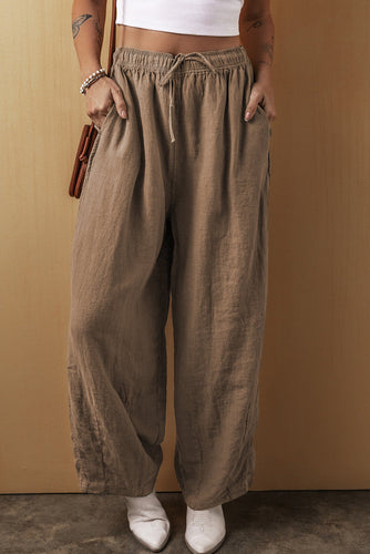 Drune | Palm Baumwoll Leinen Weitbein Hose Für Frauen