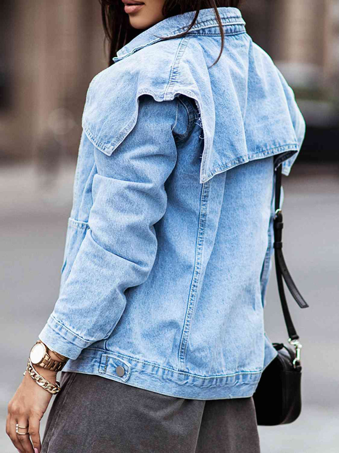 Drune | Kragenhals Knopfverschluss Denimjacke