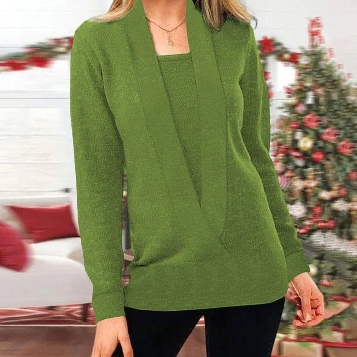 Drune | Fake Zweiteiler V-Ausschnitt Strickpullover
