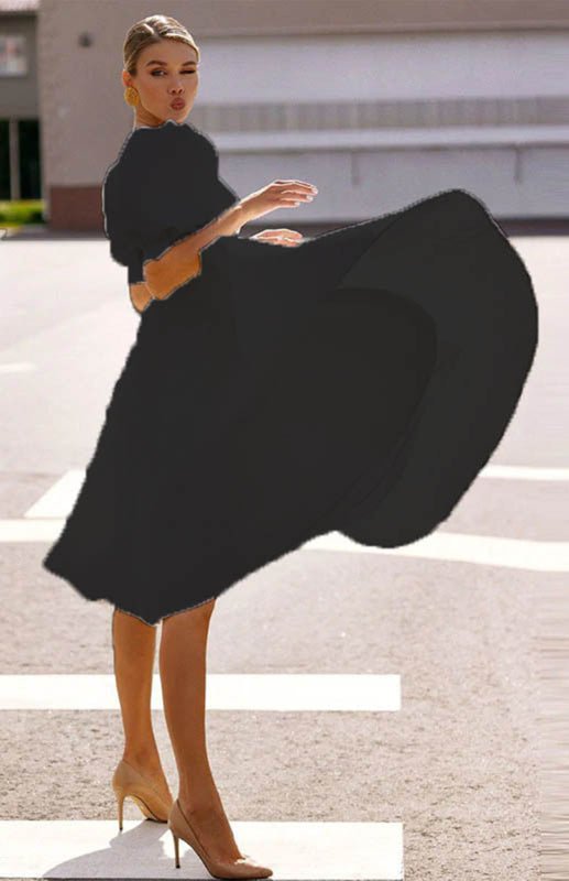Drune | Fashion Solid Color Slim Fit Sexy Big Swing Dress