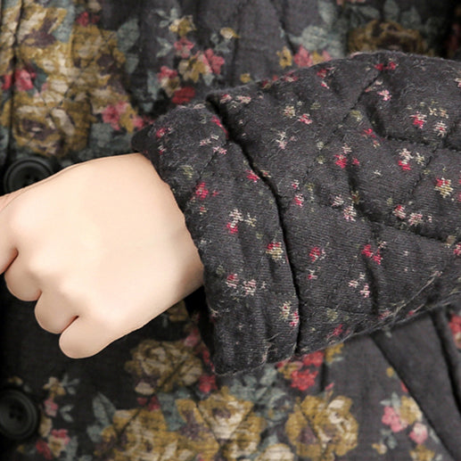 Drune | dick warm gedruckt Patchwork Baumwolle Cardigans Übergrößen Leinen Langarm Wintermäntel