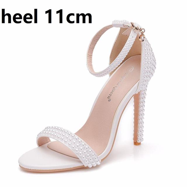 Drune | Mode Weiße Stiletto Damen mit Knöchelriemen Hochzeit Festschuhe