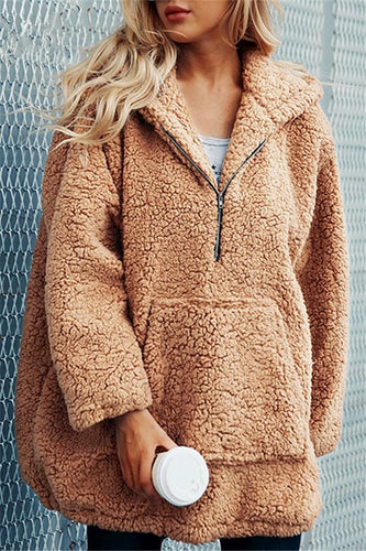 Drune | Damen Kapuzenjacke aus bedrucktem Plüsch