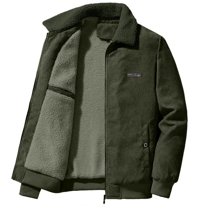 Drune | Herren fleecegefütterte gerippte Winterjacke mit hohem Kragen