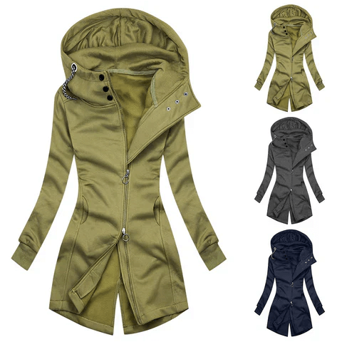 Drune | Damen Slim Fit Hoodie mit hohem Kragen Jacke