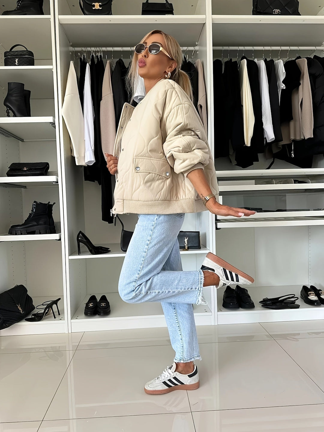 Drune | Steppjacke Color Block Warme Pufferjacke Reverskragen & Taschen Ideal für Frühling/herbst