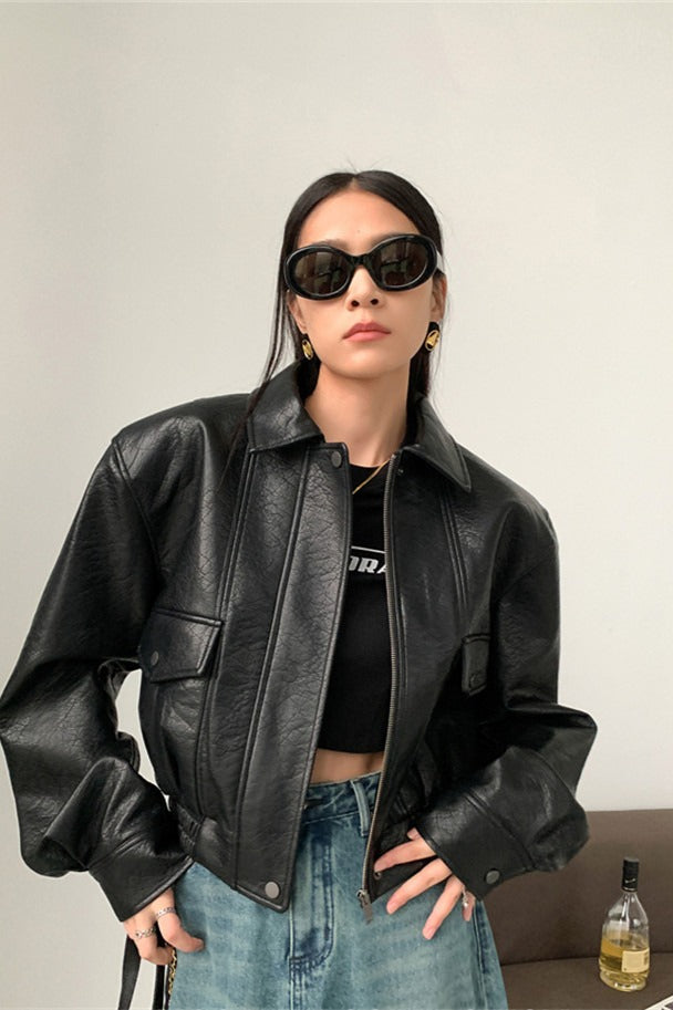 Drune | PU Leder Reversjacke