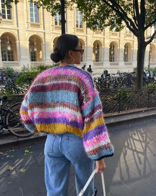 Drune | Gestreifter Offener Pullover