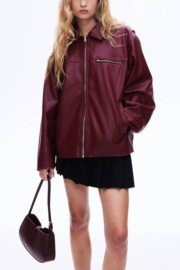 Drune | Revers Langarm Pocket Reißverschluss Lederjacke