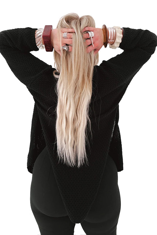 Drune | Strick-Mid-Length-Strickjacke mit langen Ärmeln