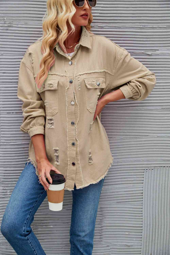 Drune | Zerrissene Rohsaum-Denimjacke