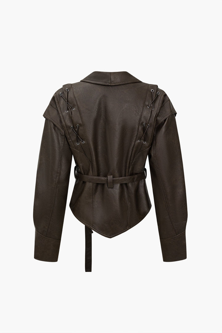 Drune | Leder Krawattenfront Überknopfjacke