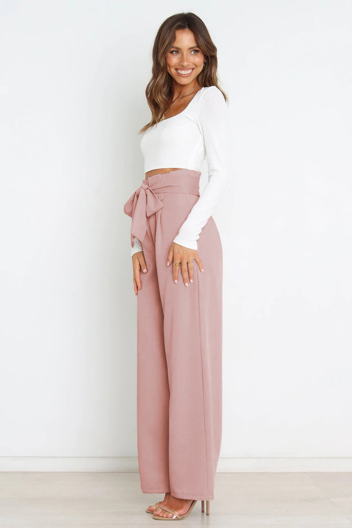 Drune | Hohe Taille Paperbag Hose mit Schleifendetail