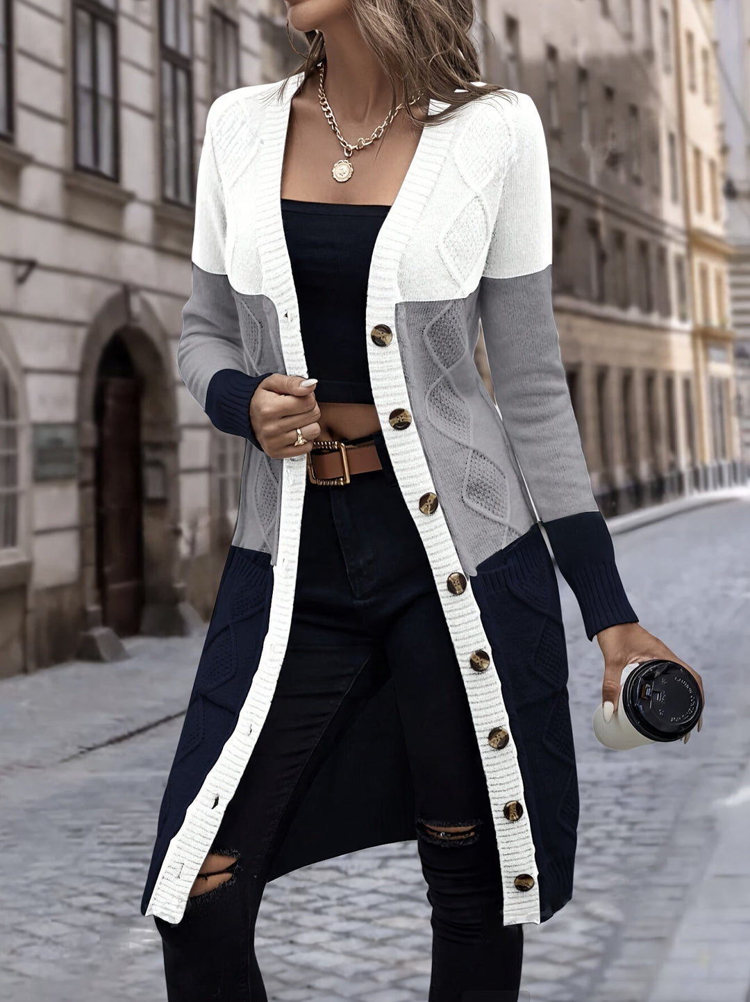 Drune | Ein-Knopf Woll Strickcardigan für Damen - Perfekt für den Alltag