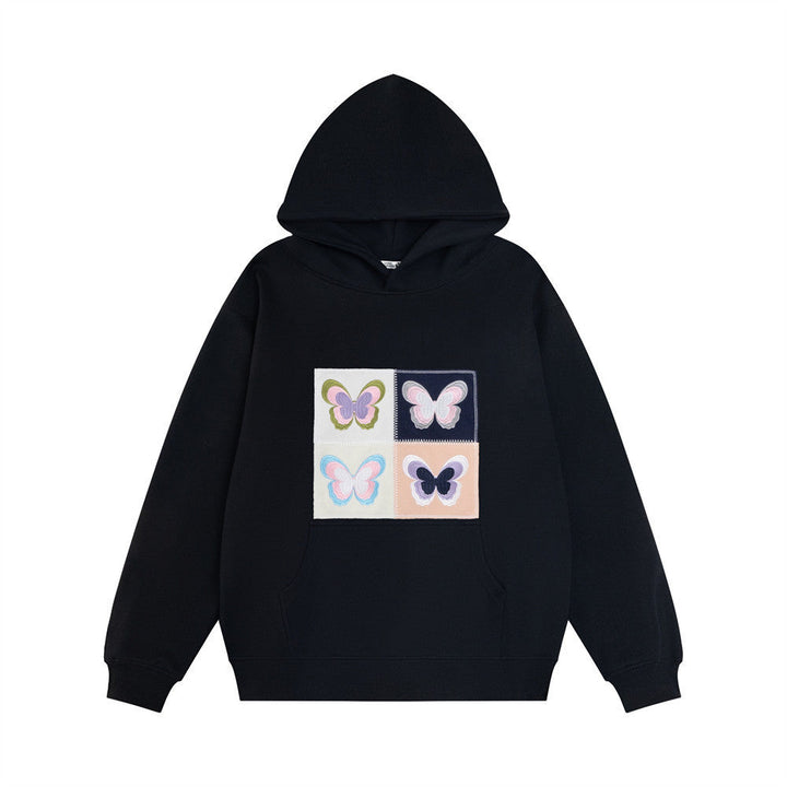 Drune | Hoodie mit gesticktem Schmetterlingspatch